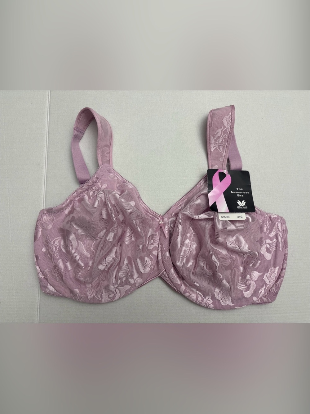 Wacoal The Awareness Bra Sz 34G Underwire Unpadded Comfort Strap Pink NEW